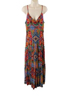 Just...Taylor Vibrant Multi-Print Spaghetti Strap Maxi Dress